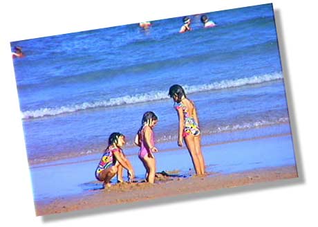 kids palying at the beach